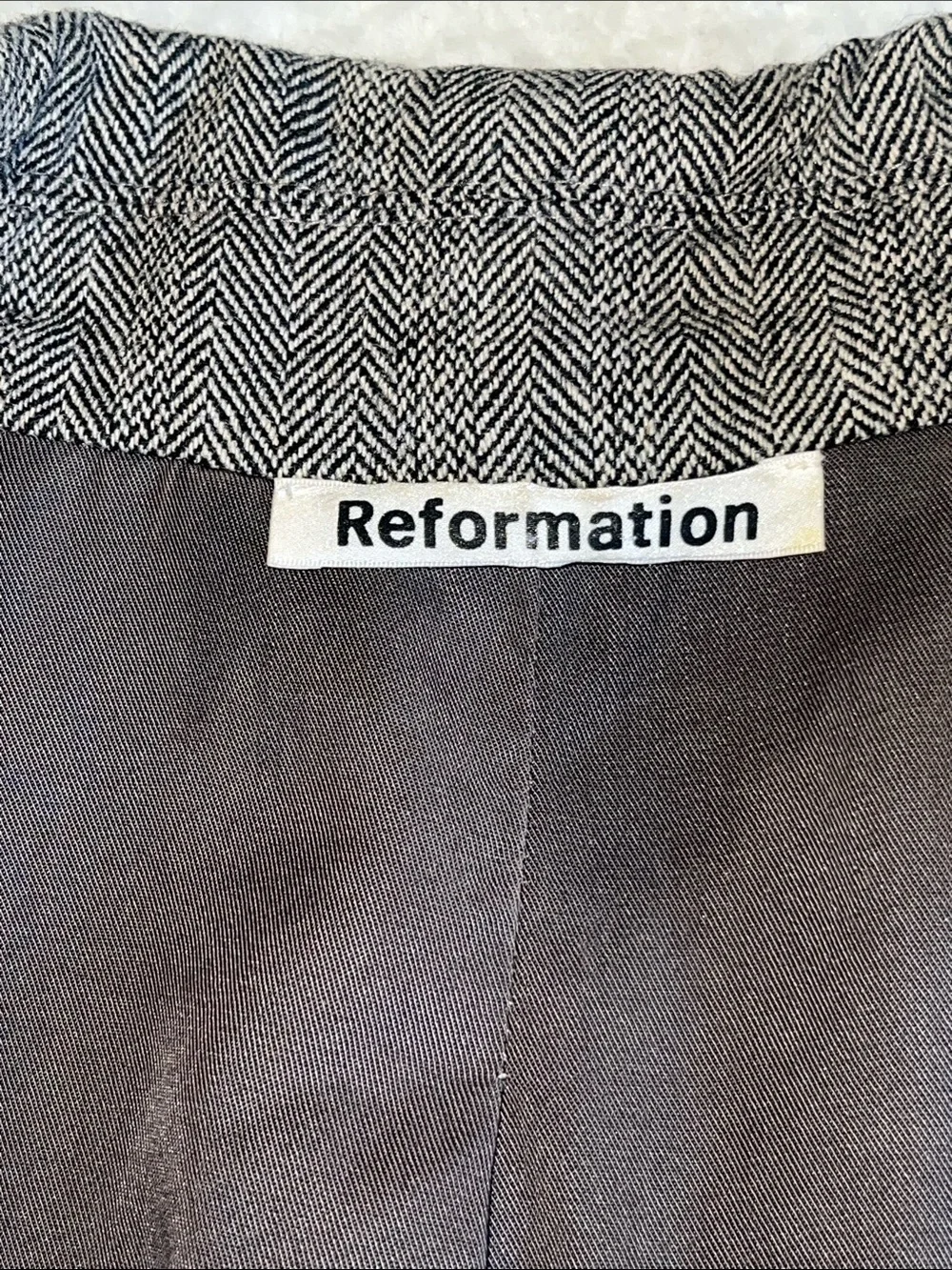 Reformation Newcastle Herringbone Wool Blend Blazer Gray Size‎ L